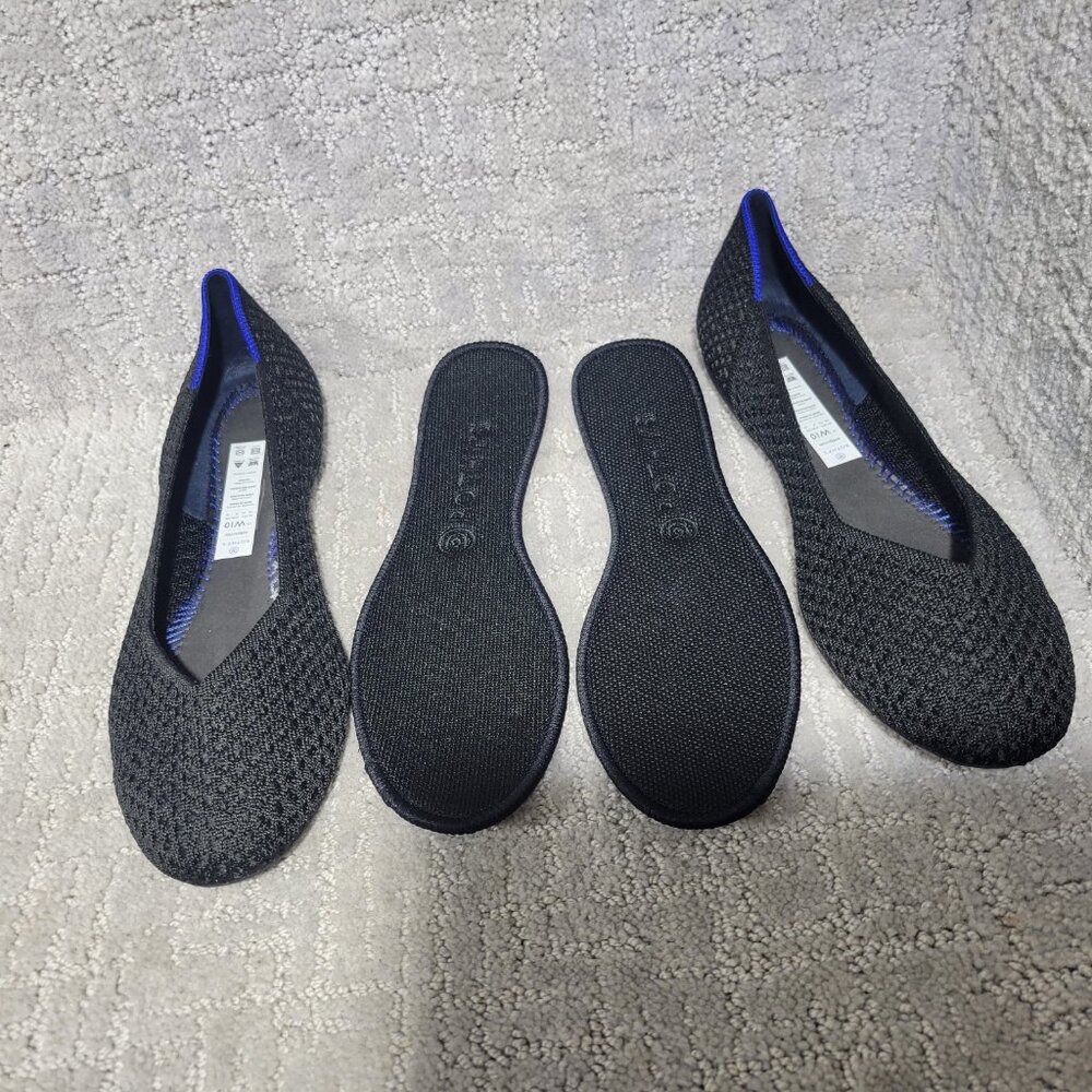 Rothy's The Flat Black Honeycomb Slip On Ballet Shoes Women's Size 8.5, 10 - Picture 3 of 6
